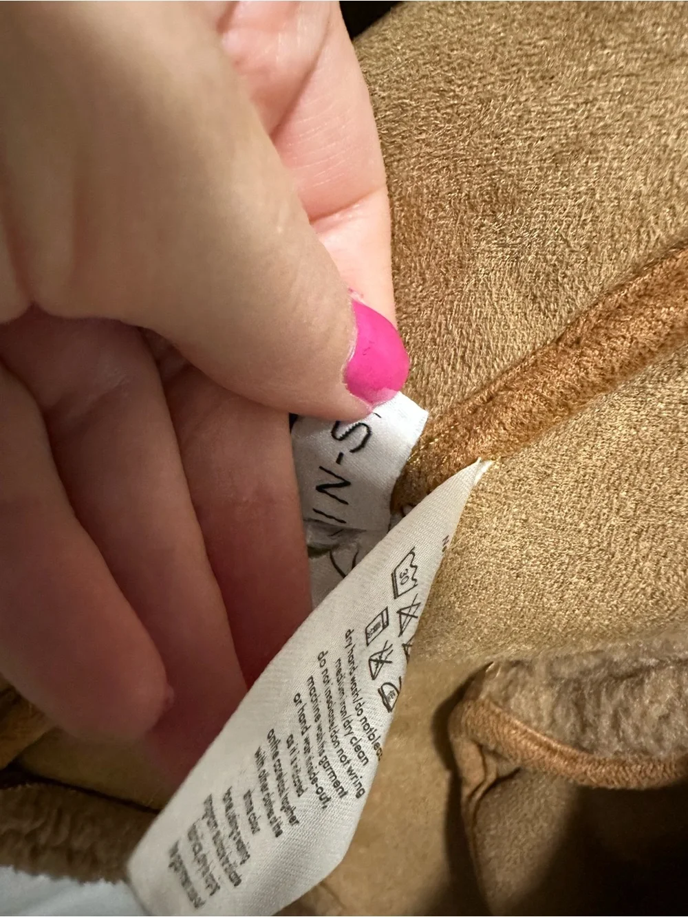 In Studio Teddy Sherpa Jacket Small Camel Faux Shearling Drawstring Bomber Coat - Picture 7 of 8